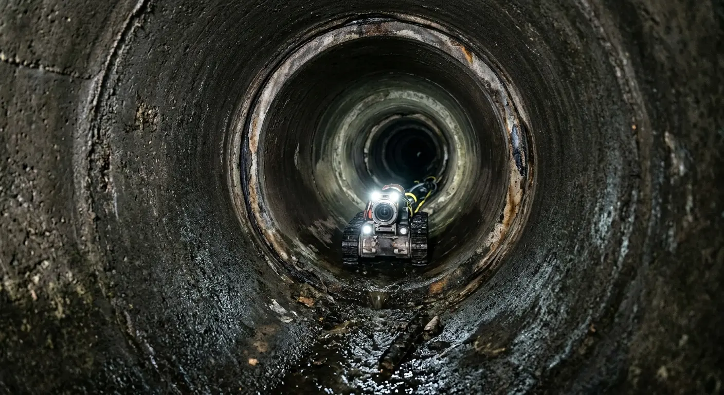 Robotic sewer camera inspecting pipe interior for Sewer Line Cleaning in Birmingham